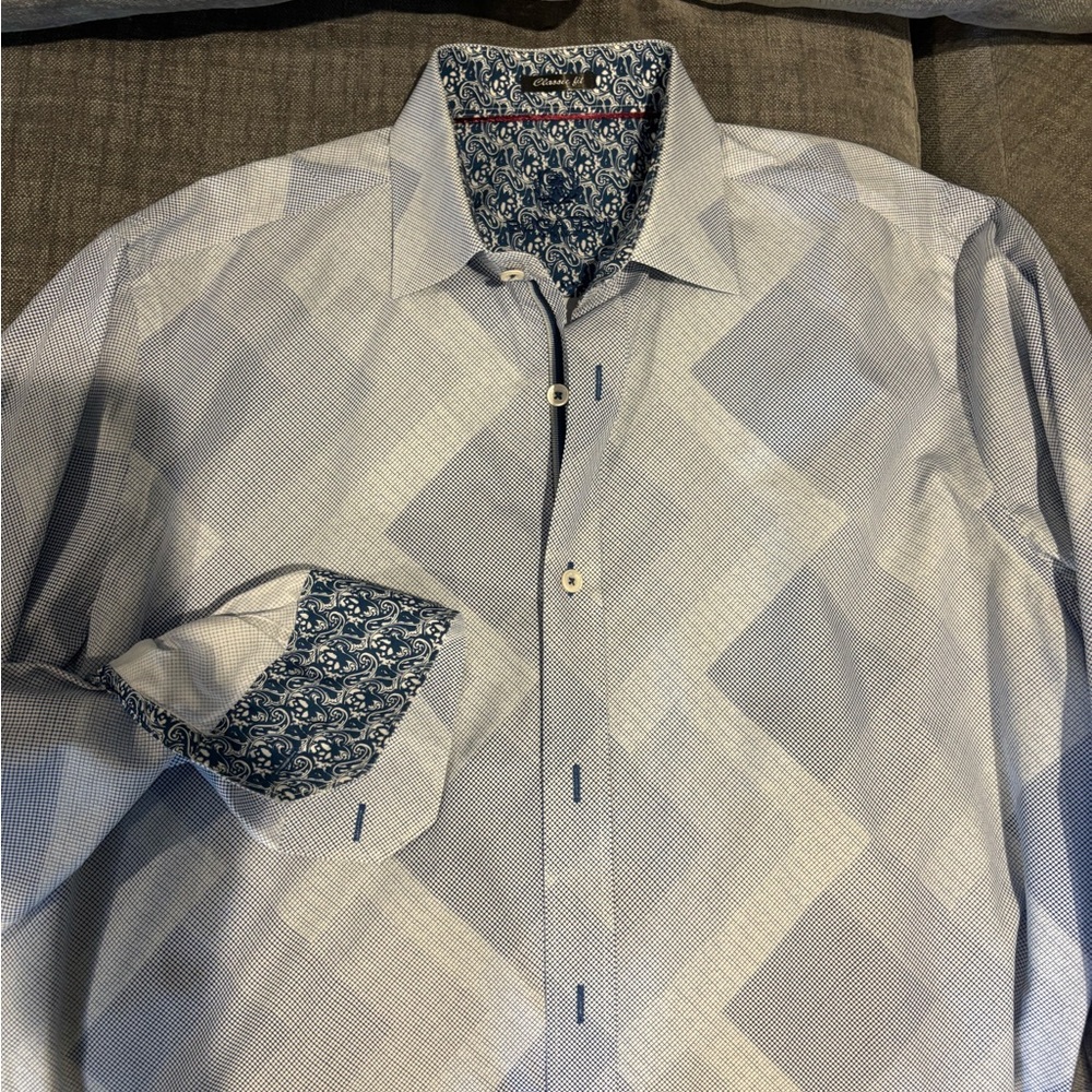 Bugatchi Blue Casual Button Down Shirt